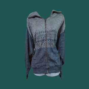 Grey and blue Haband zip up 100% acrylic sweater